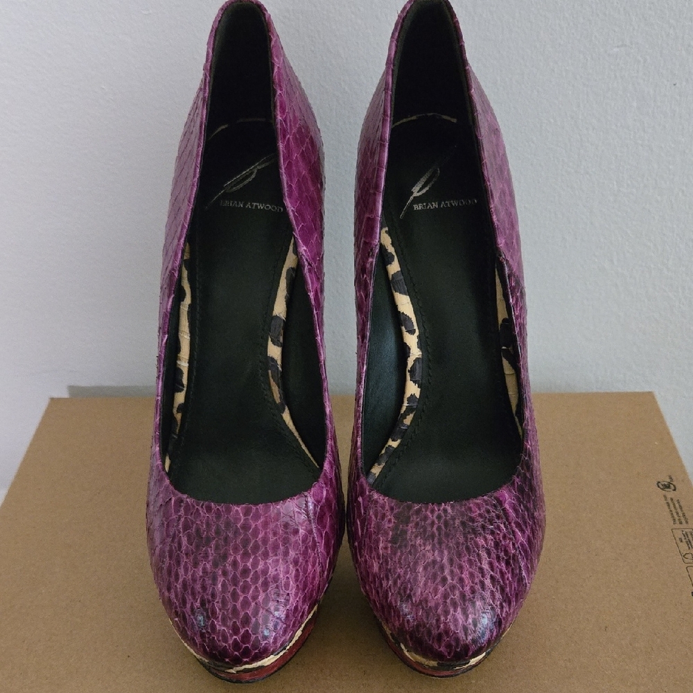 Brian Atwood Chic Purple Snakeskin Women's Heels